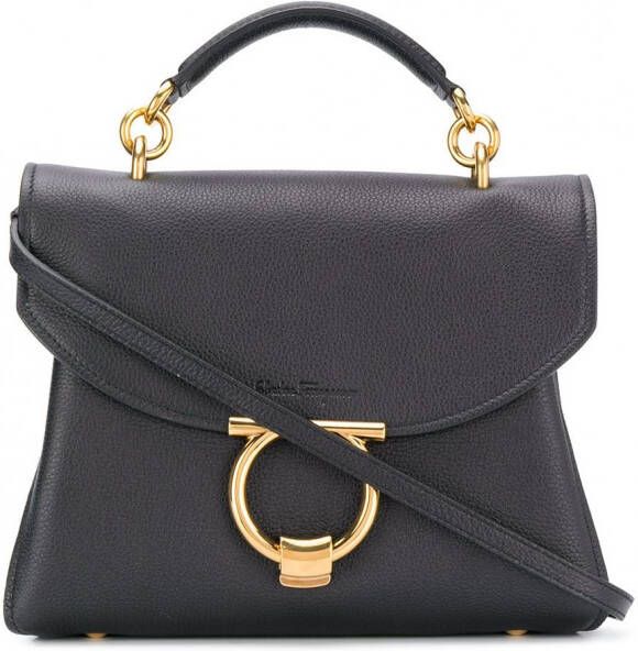 Salvatore Ferragamo Gancini tas met handgreep dames kalfsleer Eén Zwart