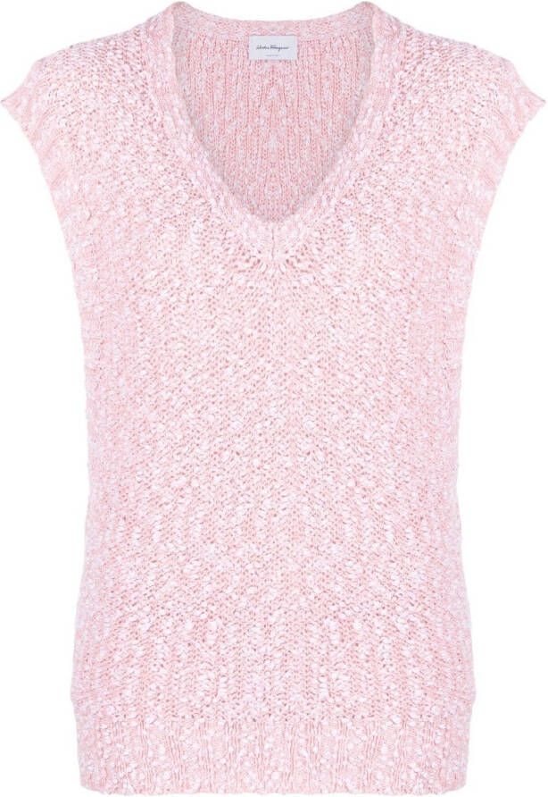 Ferragamo Gebreide bouclé top Roze