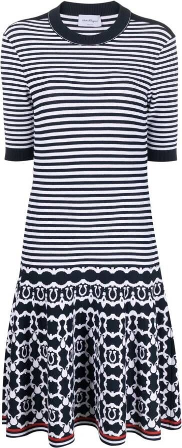 Ferragamo Gestreepte midi-jurk Blauw