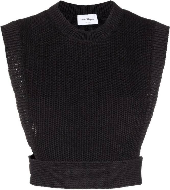 Ferragamo Intarsia top Zwart