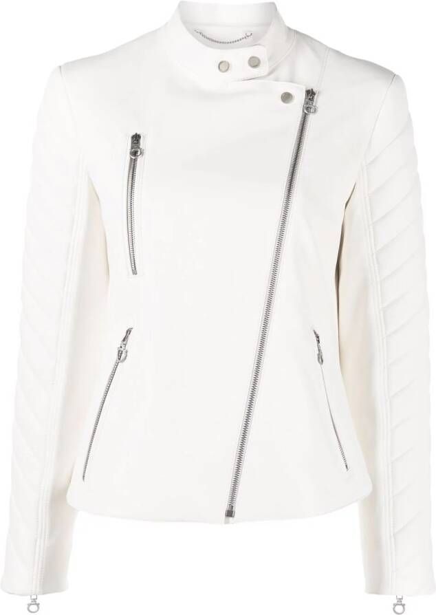 Ferragamo Leren bikerjack Wit