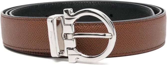 Ferragamo Riem met Gancini gesp Bruin