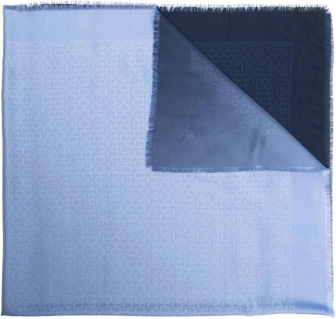 Ferragamo Gancini sjaal met jacquard-patroon Blauw