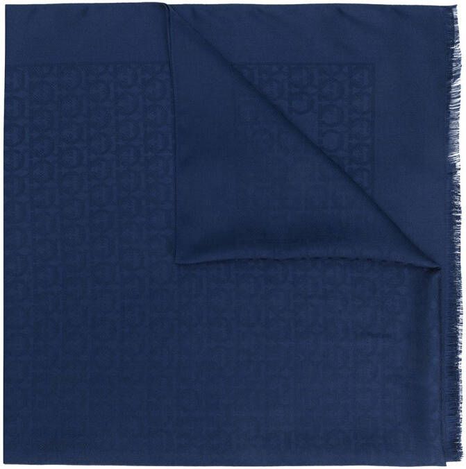 Ferragamo Sjaal met Gancini print Blauw