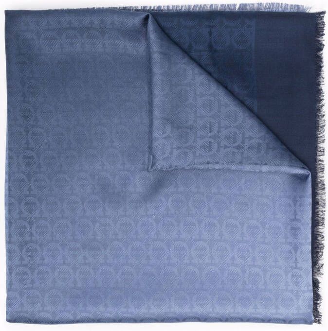 Ferragamo Sjaal met logo jacquard Blauw