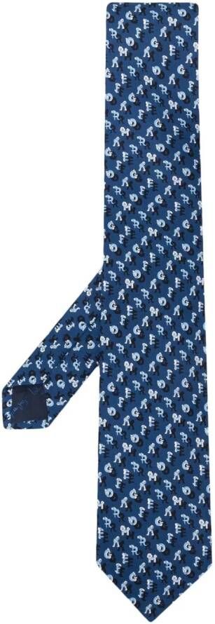 Ferragamo Stropdas met print Blauw