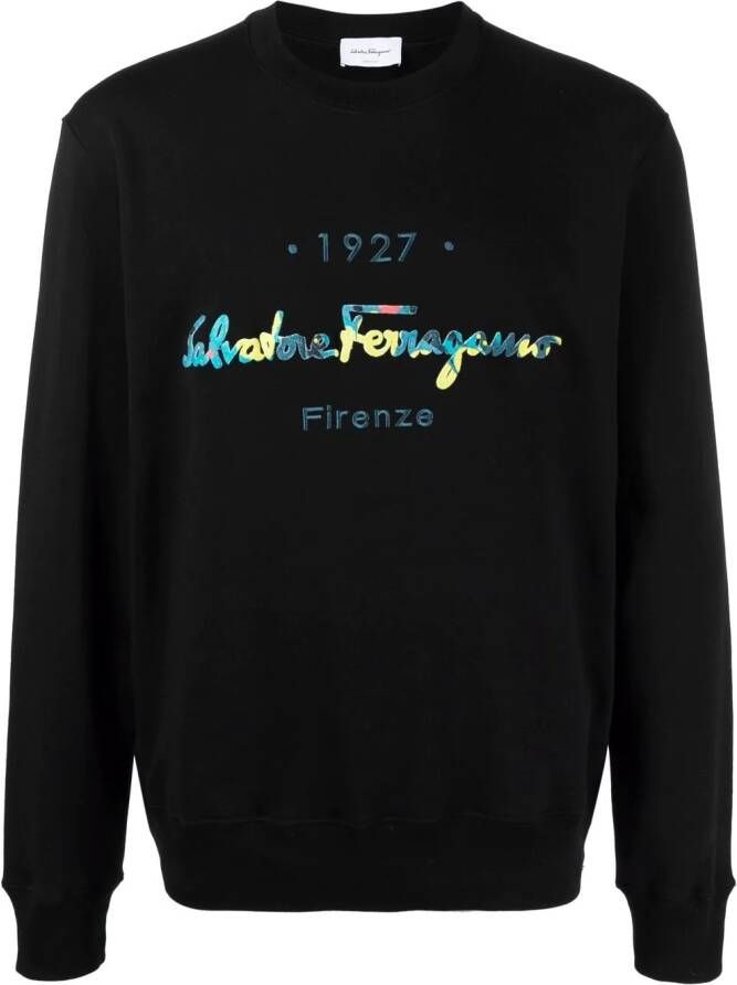 Ferragamo Sweater met geborduurd logo Zwart