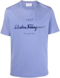 Salvatore Ferragamo T-shirt met logoprint Blauw