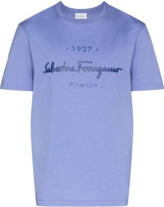 Salvatore Ferragamo T-shirt met print Blauw