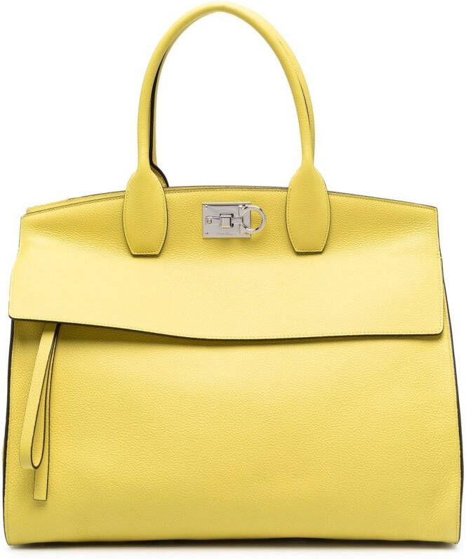 Ferragamo The Studio leren shopper Geel