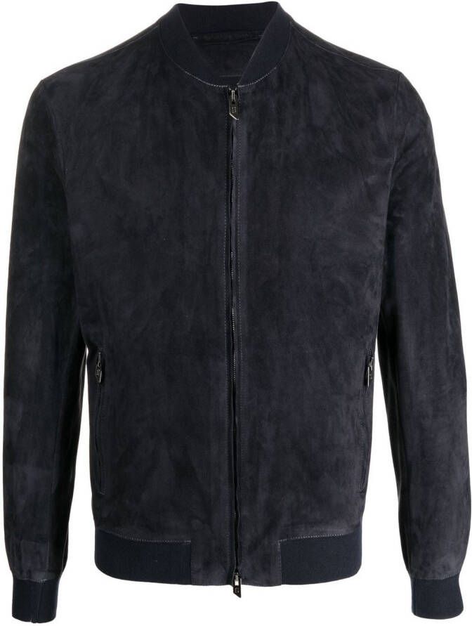 Salvatore Santoro Leren bomberjack Blauw