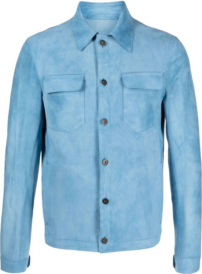 Salvatore Santoro Suède shirtjack Blauw