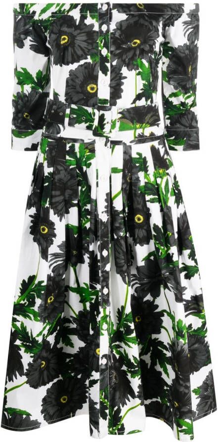 Samantha Sung Plooi-jurk met bloemenprint Wit