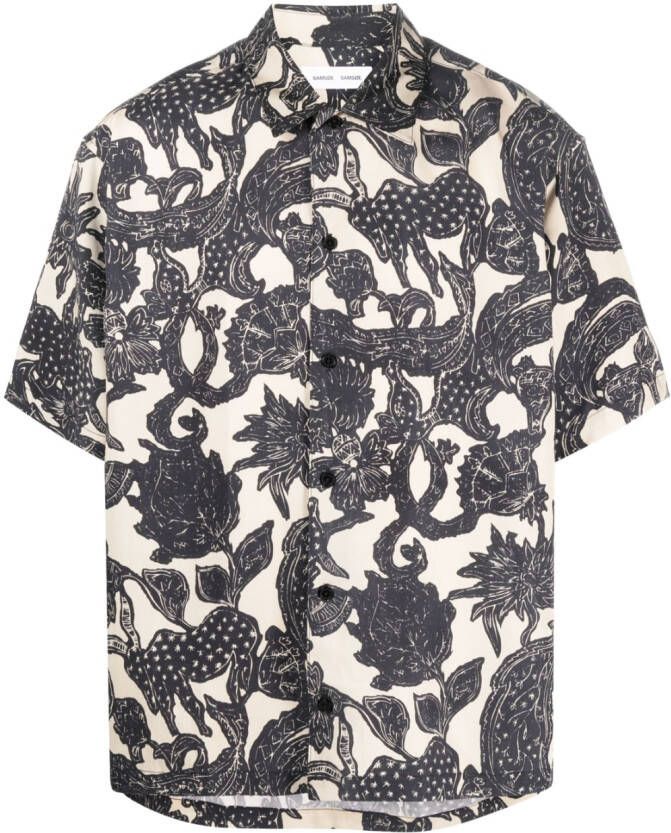 SAMSOE Overhemd met print Beige