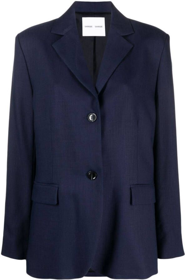 SAMSOE Blazer met enkele rij knopen Blauw