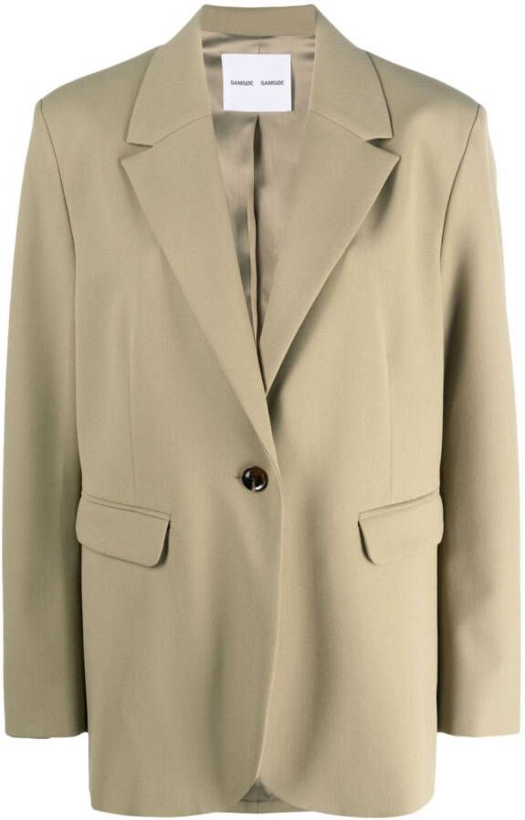 SAMSOE Blazer met enkele rij knopen Groen