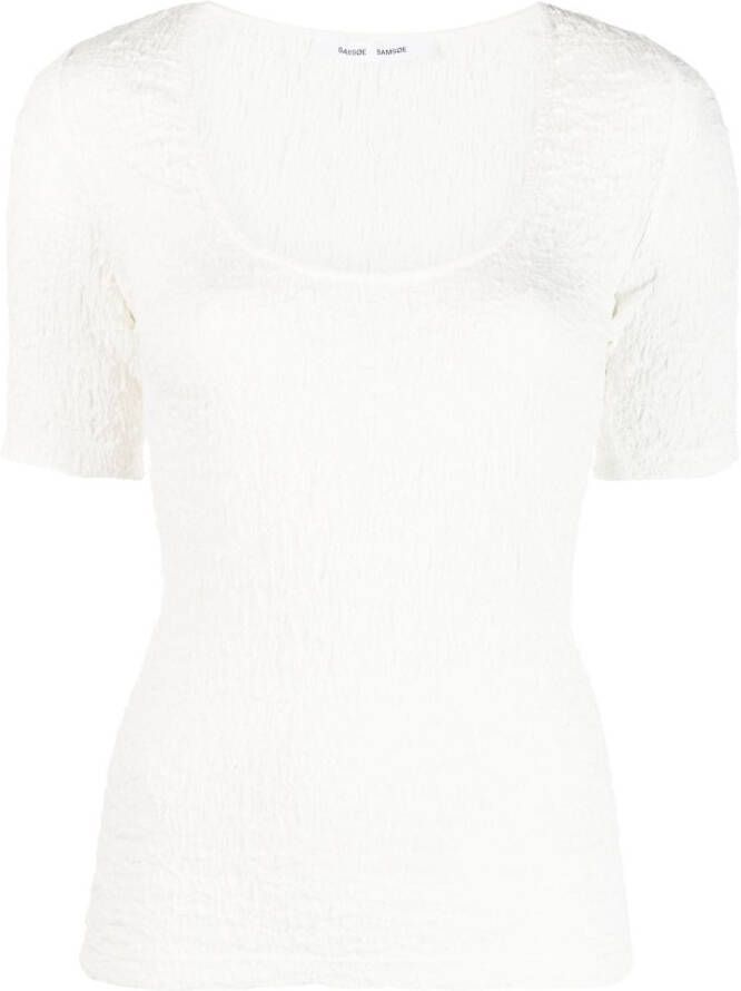 SAMSOE Blouse met cloqué-effect Beige