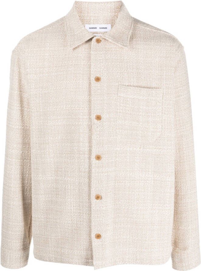 SAMSOE Overhemd met klassieke kraag Beige