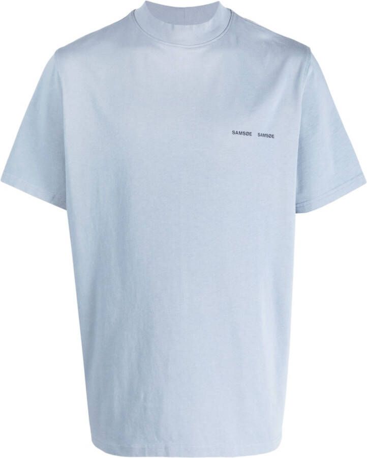 SAMSOE T-shirt met logoprint Blauw