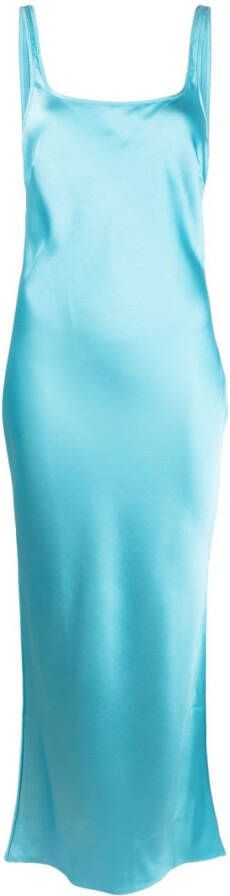 SAMSOE Satijnen maxi-jurk Blauw