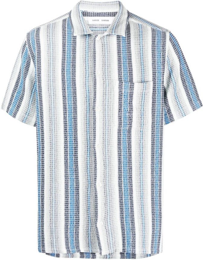 SAMSOE striped organic-cotton shirt Blauw