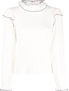 SANDRO Blouse met ruches Wit