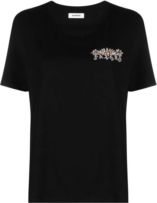 SANDRO T-shirt verfraaid met kristallen Zwart
