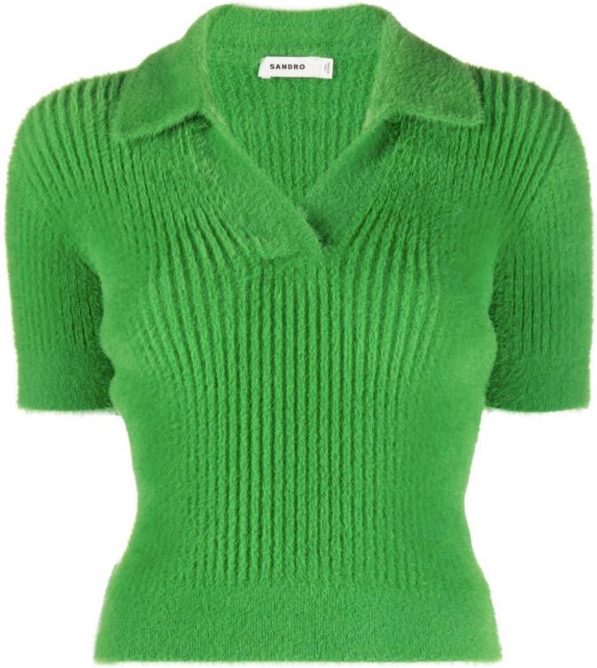 SANDRO Gebreide polotop Groen