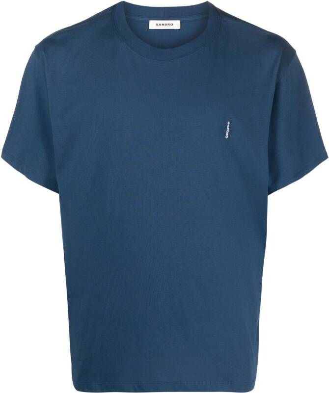 SANDRO T-shirt met logoprint Blauw