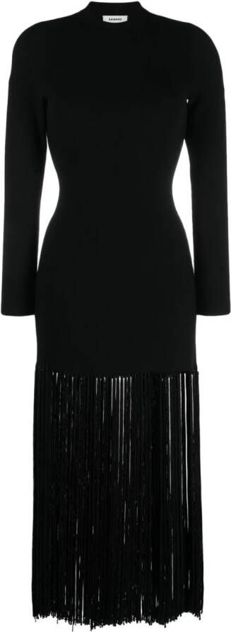 SANDRO Midi-jurk met hoge hals Zwart