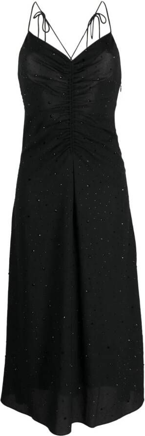 SANDRO Midi-jurk verfraaid met stras Zwart