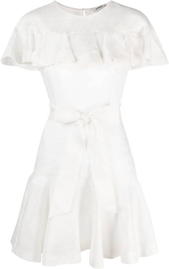 SANDRO Mini-jurk met franje Wit