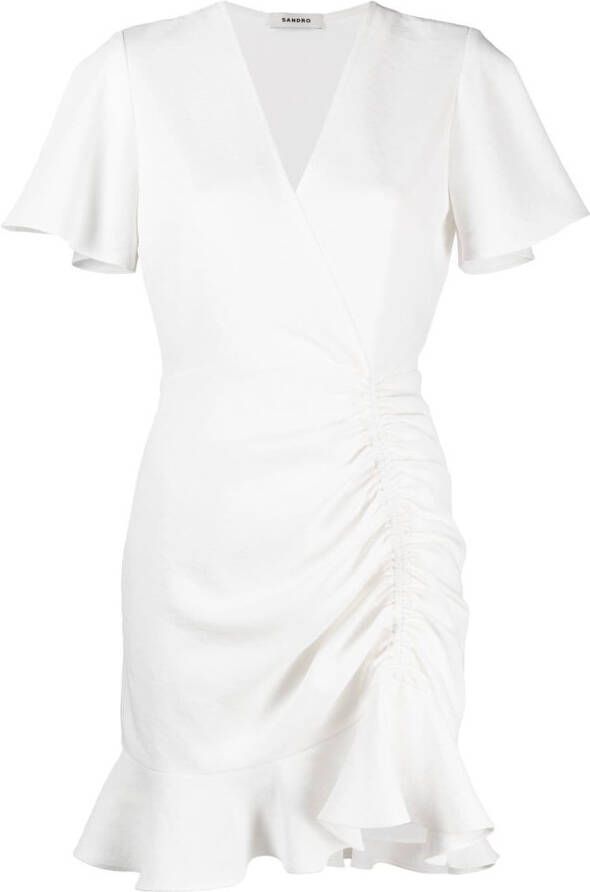SANDRO Mini-jurk met V-hals Wit