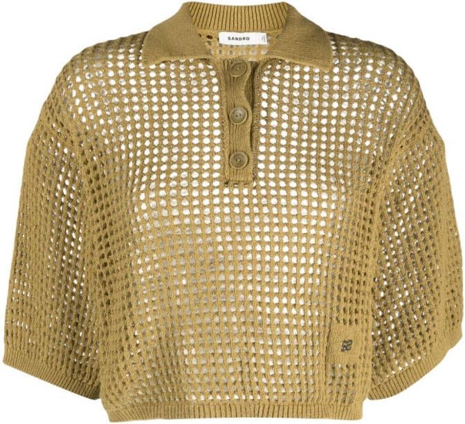 SANDRO Opengebreide polotop Groen