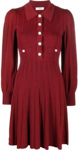 SANDRO Ribgebreide jurk Rood