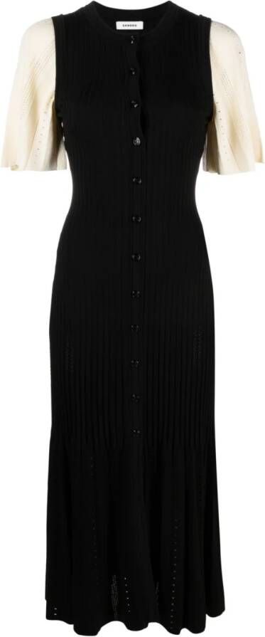 SANDRO Ribgebreide jurk Zwart