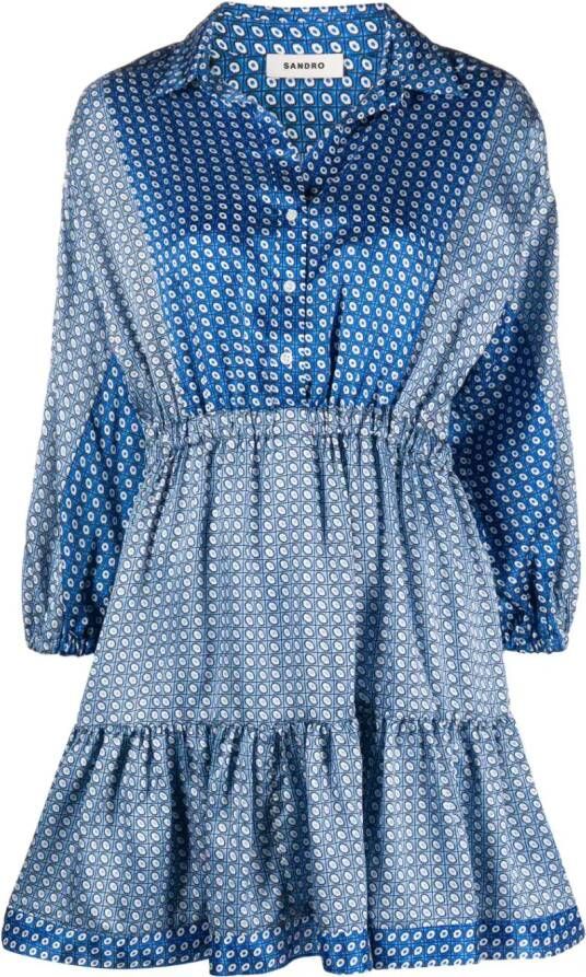 SANDRO Satijnen mini-jurk Blauw