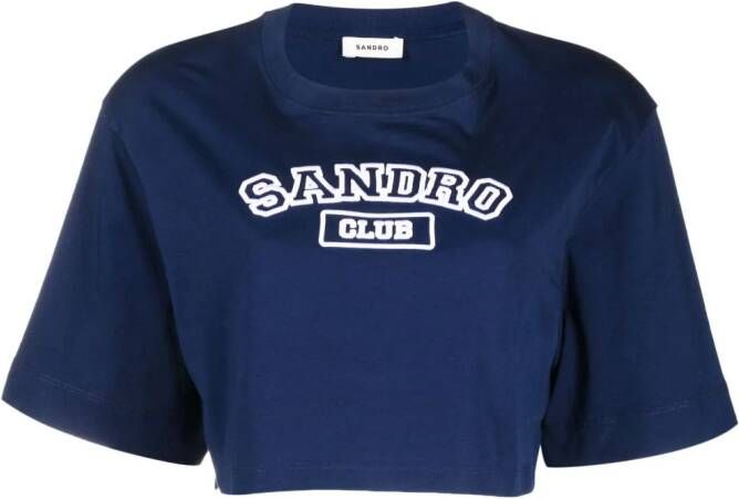 SANDRO T-shirt met geborduurd logo Blauw