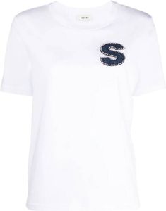 SANDRO T-shirt met logo applicatie Wit