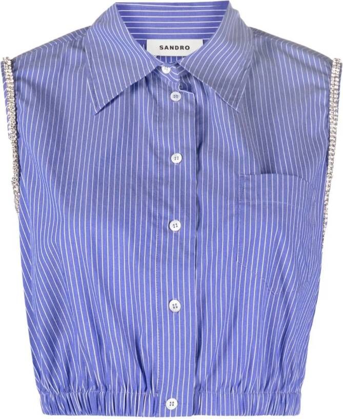 SANDRO Top verfraaid met kristallen Blauw