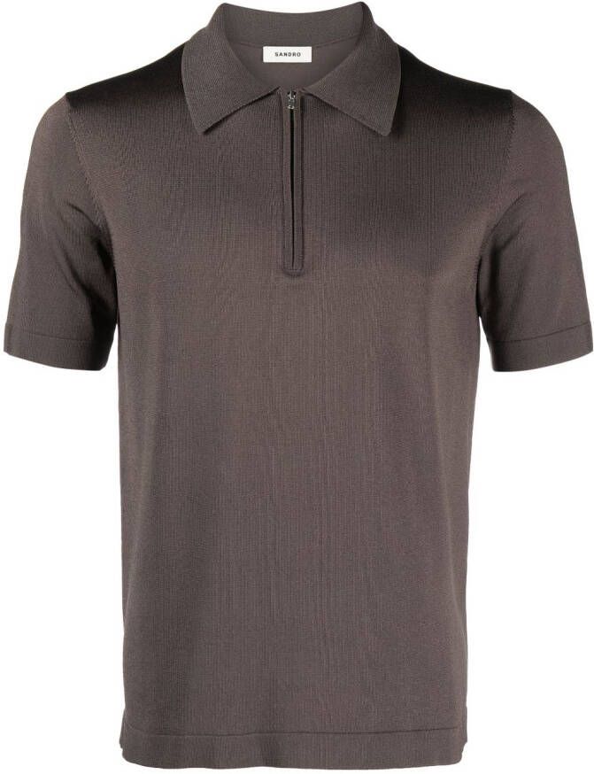 SANDRO Poloshirt met rits Bruin