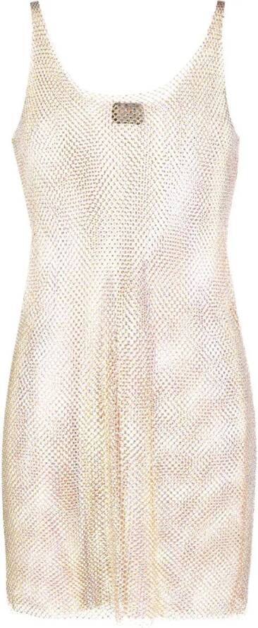 Santa Brands Mini-jurk verfraaid met kristallen Beige