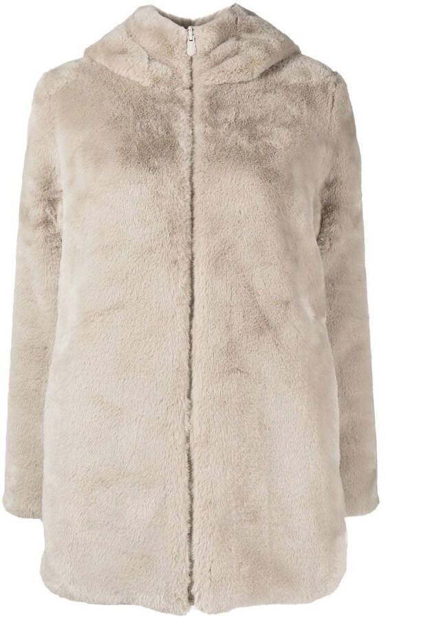 Save The Duck Jas van imitatiebont Beige