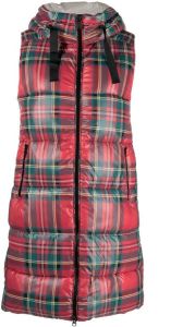 Save The Duck sleeveless check coat Rood