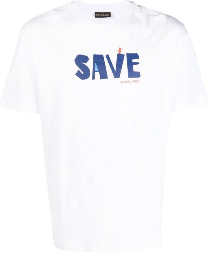 Save The Duck T-shirt met logoprint Wit