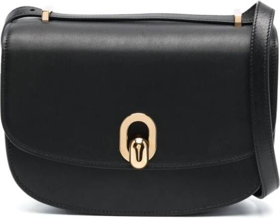 Savette Tondo leren schoudertas Zwart