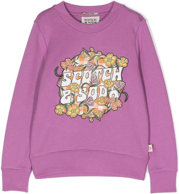 Scotch & Soda Sweater met logoprint Paars