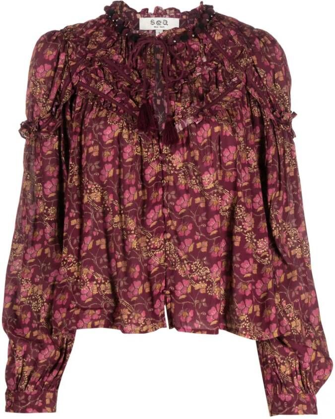 Sea Blouse met bloemenprint Roze