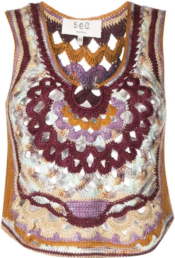 Sea Gehaakte blouse Bruin