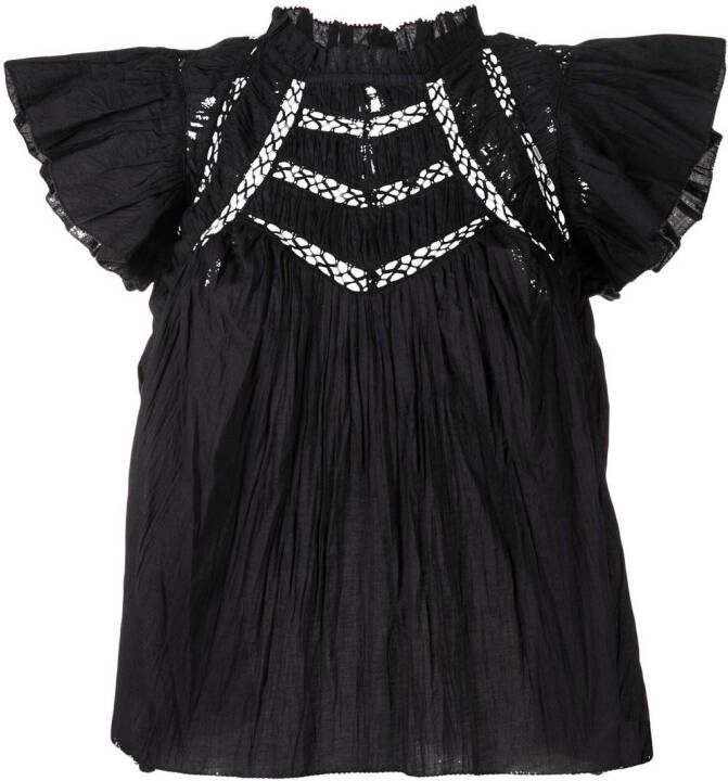 Sea Geplooide blouse Zwart
